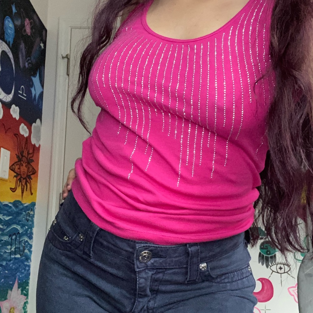 PINK Y2K DIAMOND TANK TOP